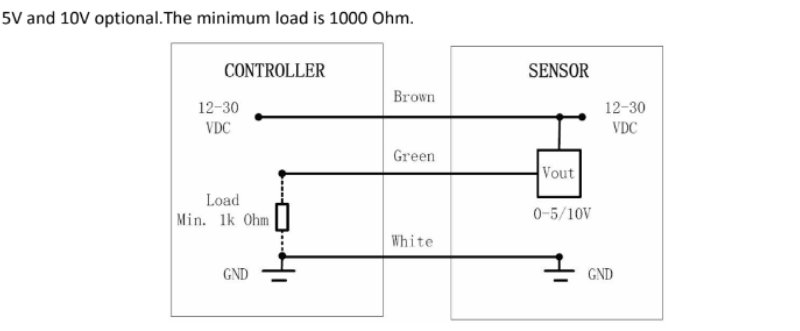 flow sensor electrical connections for voltage output