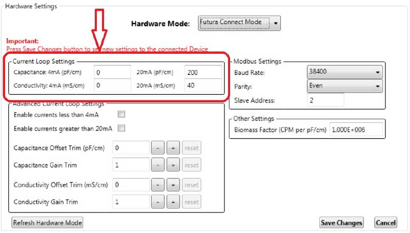 Aber Futura Connect edit hardware mode