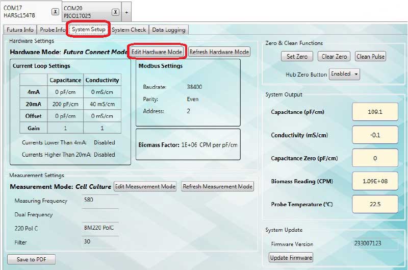 Aber's free Futura Tool software is used to configure the Futura Connect Hub