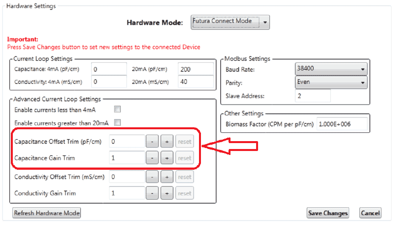 calibration settings on Aber biomass software helps to ensure accurate measurements of critical quality attributes