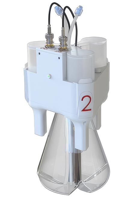 atSpiro ShakeReactor shake flask bioreactor with integrated monitoring and liquid addition